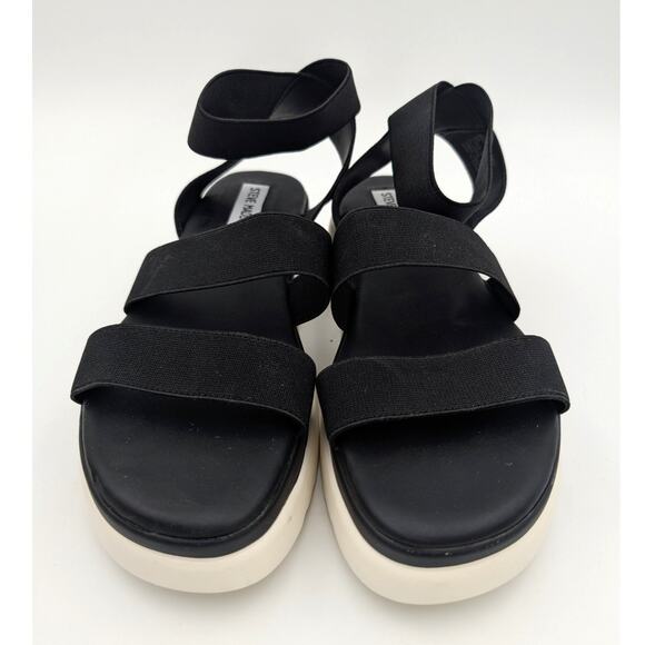 Steve Madden Adele Platform Flat Sandal Women's Ankle Strap Black Size US8M EU39 - Picture 2 of 10